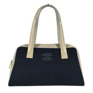 CHANEL CC Coco Mark Logo Quilted Matelasse Bag Sports Boston Shoulder Canvas ...